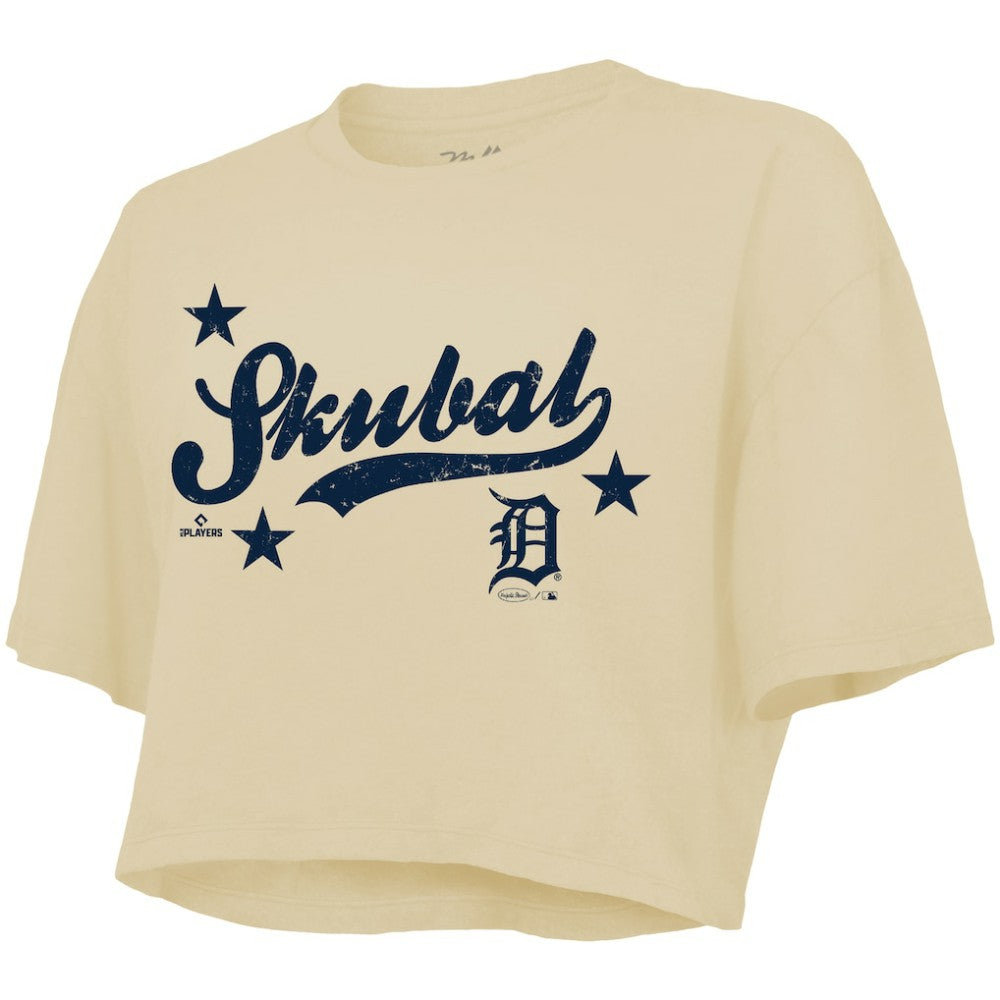 Cream Tarik Skubal Detroit Tigers Majestic Threads Women's Boxy Crop Top