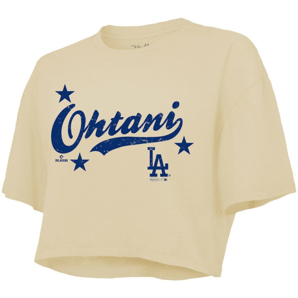 Cream Shohei Ohtani Los Angeles Dodgers Majestic Threads Women's Boxy Crop Top