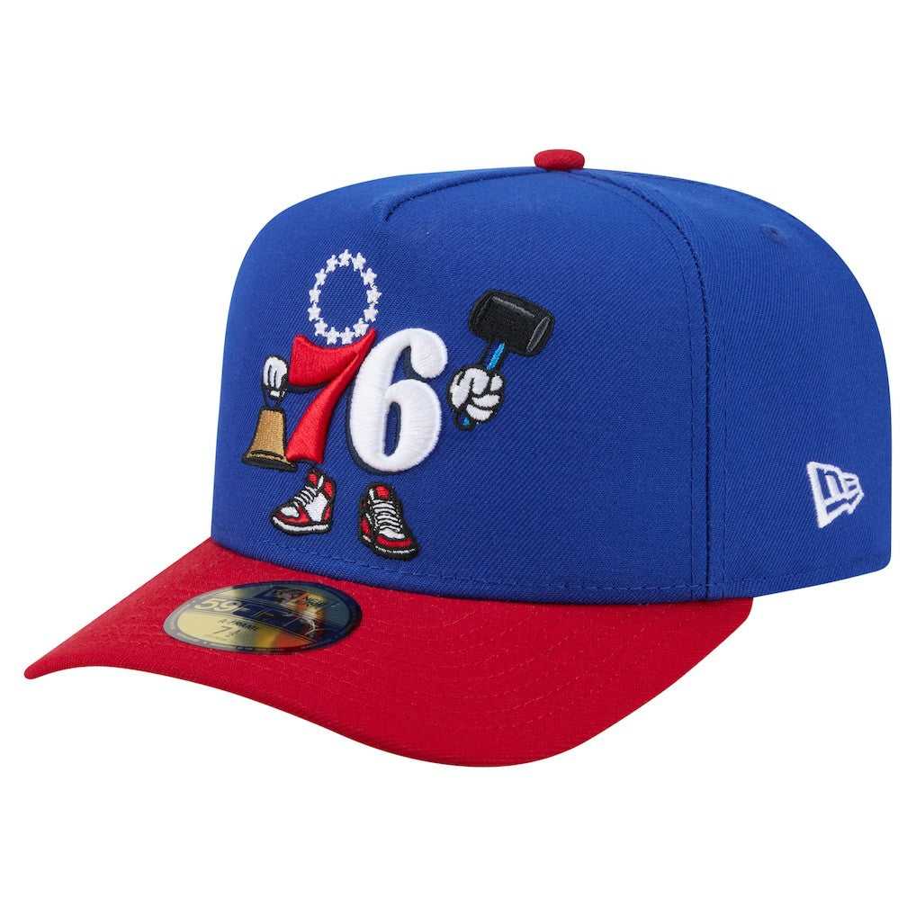 New Era Philadelphia 76ers Injection Cartoon Logo A-Frame 59FIFTY Fitted Hat