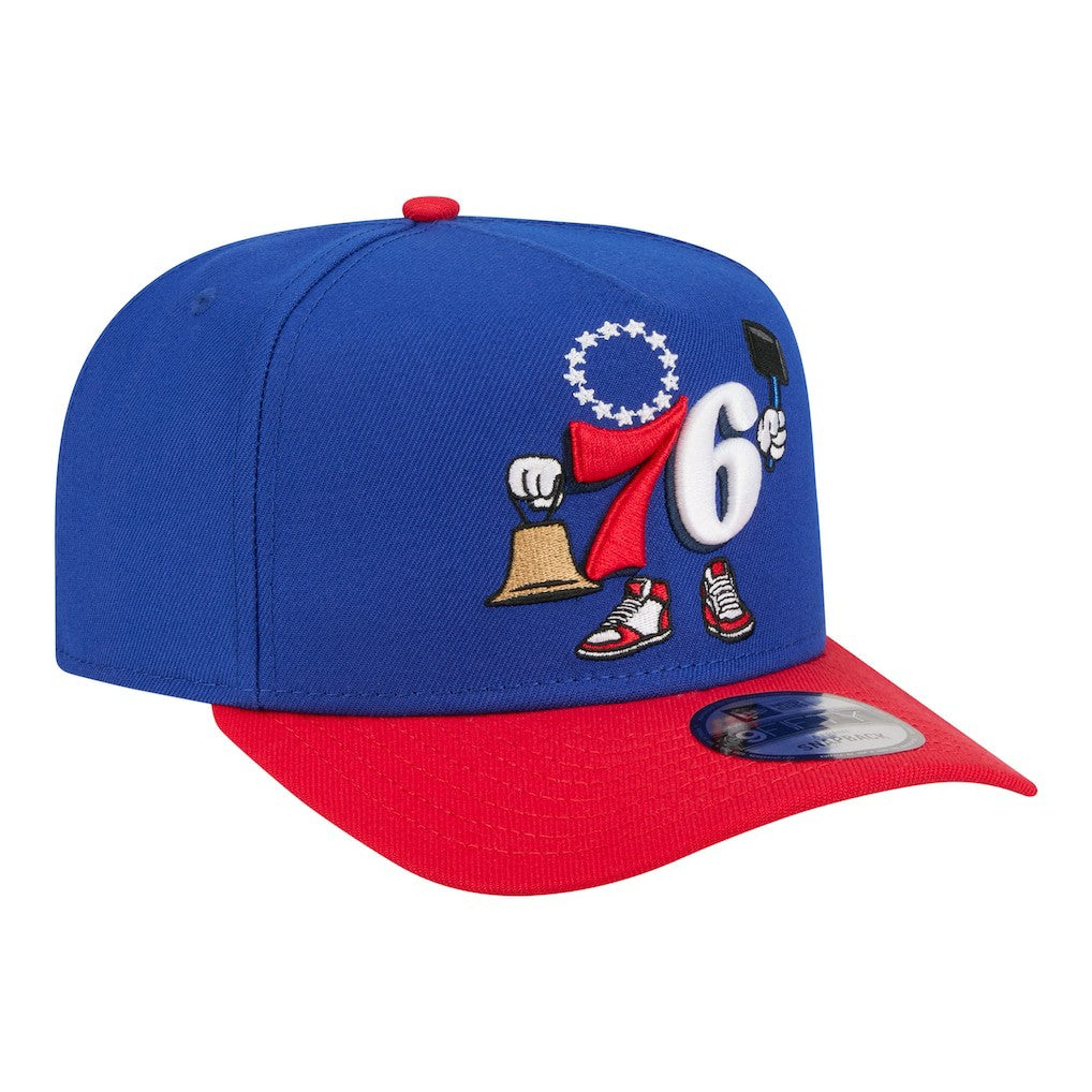 New Era Philadelphia 76ers Injection Cartoon Logo A-Frame 9FIFTY Adjustable Hat