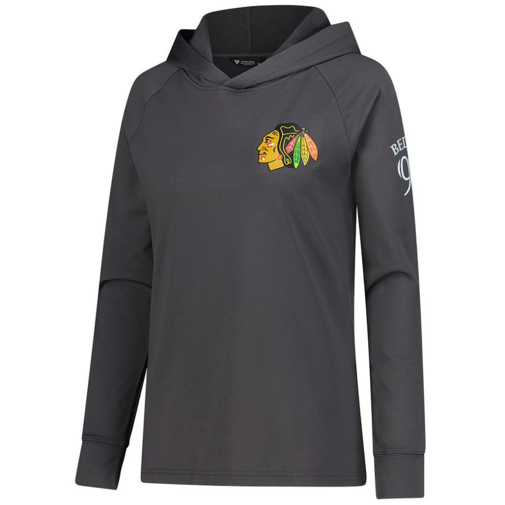 NHL Connor Bedard Chicago Blackhawks Levelwear Women's Impression Name & Number Raglan Hoodie
