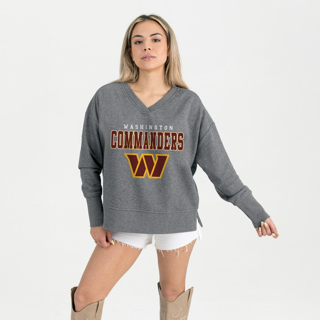 Gameday Couture Women's French Terry V-Neck Pullover Sweatshirt - Washington Commanders Pullover