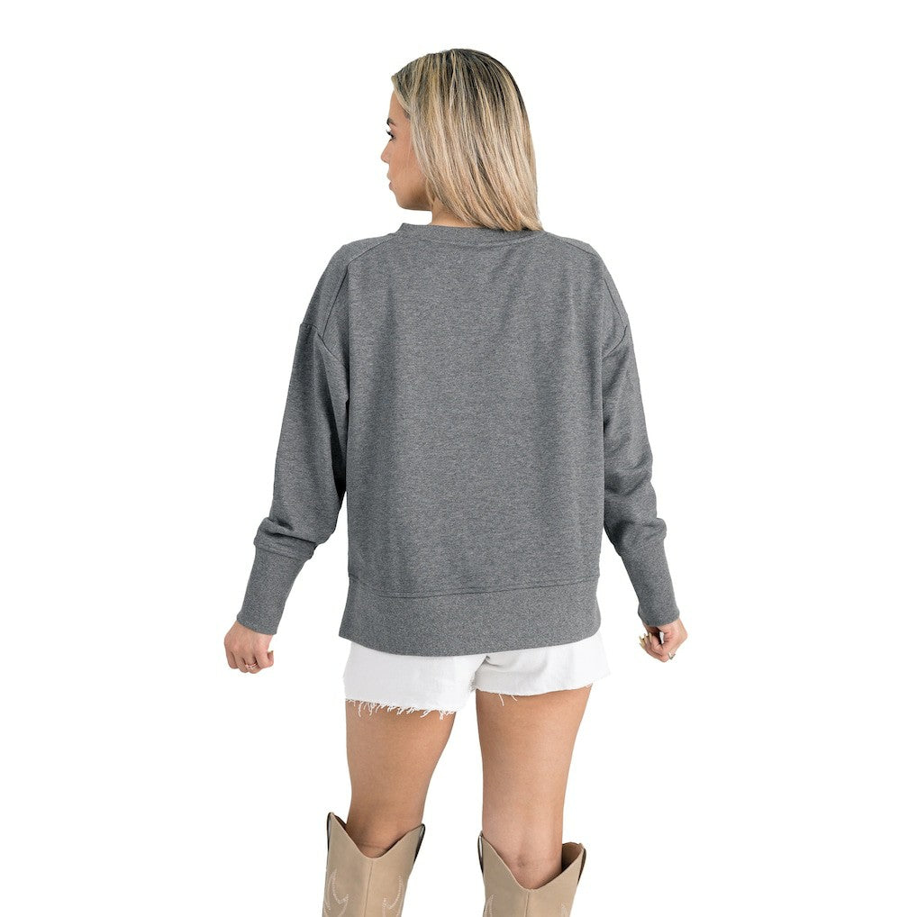 Gameday Couture Women's French Terry V-Neck Pullover Sweatshirt - Washington Commanders Pullover