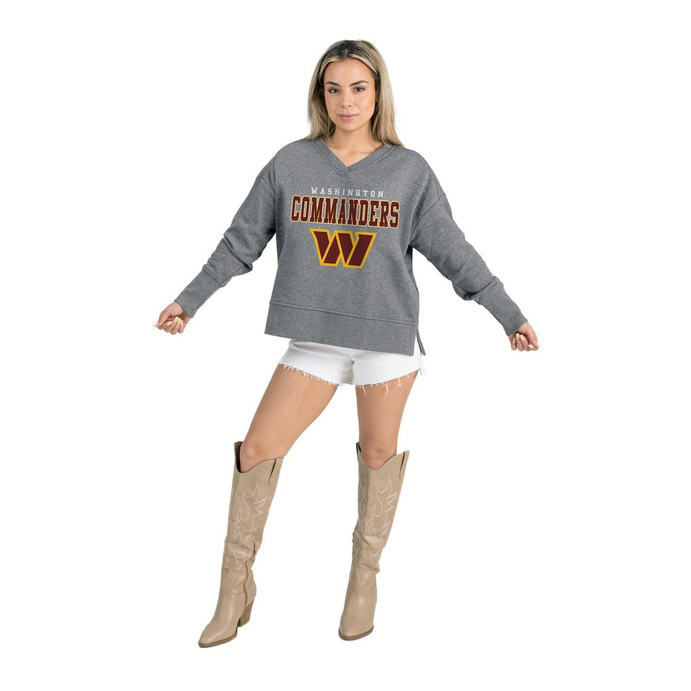 Gameday Couture Women's French Terry V-Neck Pullover Sweatshirt - Washington Commanders Pullover