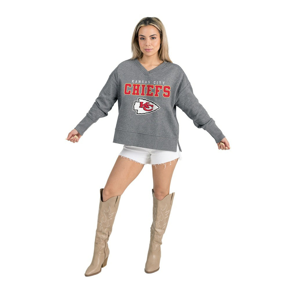 Gameday Couture Women's French Terry V-Neck Pullover Sweatshirt - Kansas City Chiefs Pullover