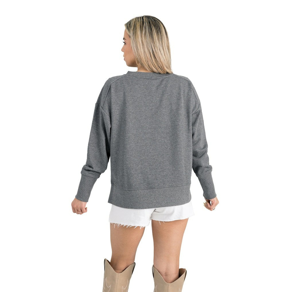 Gameday Couture Women's French Terry V-Neck Pullover Sweatshirt - Las Vegas Raiders Pullover