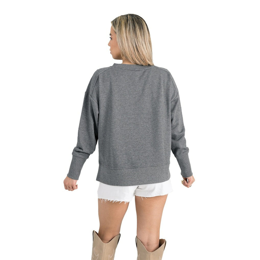 Gameday Couture Women's French Terry V-Neck Pullover Sweatshirt - Miami Dolphins Pullover