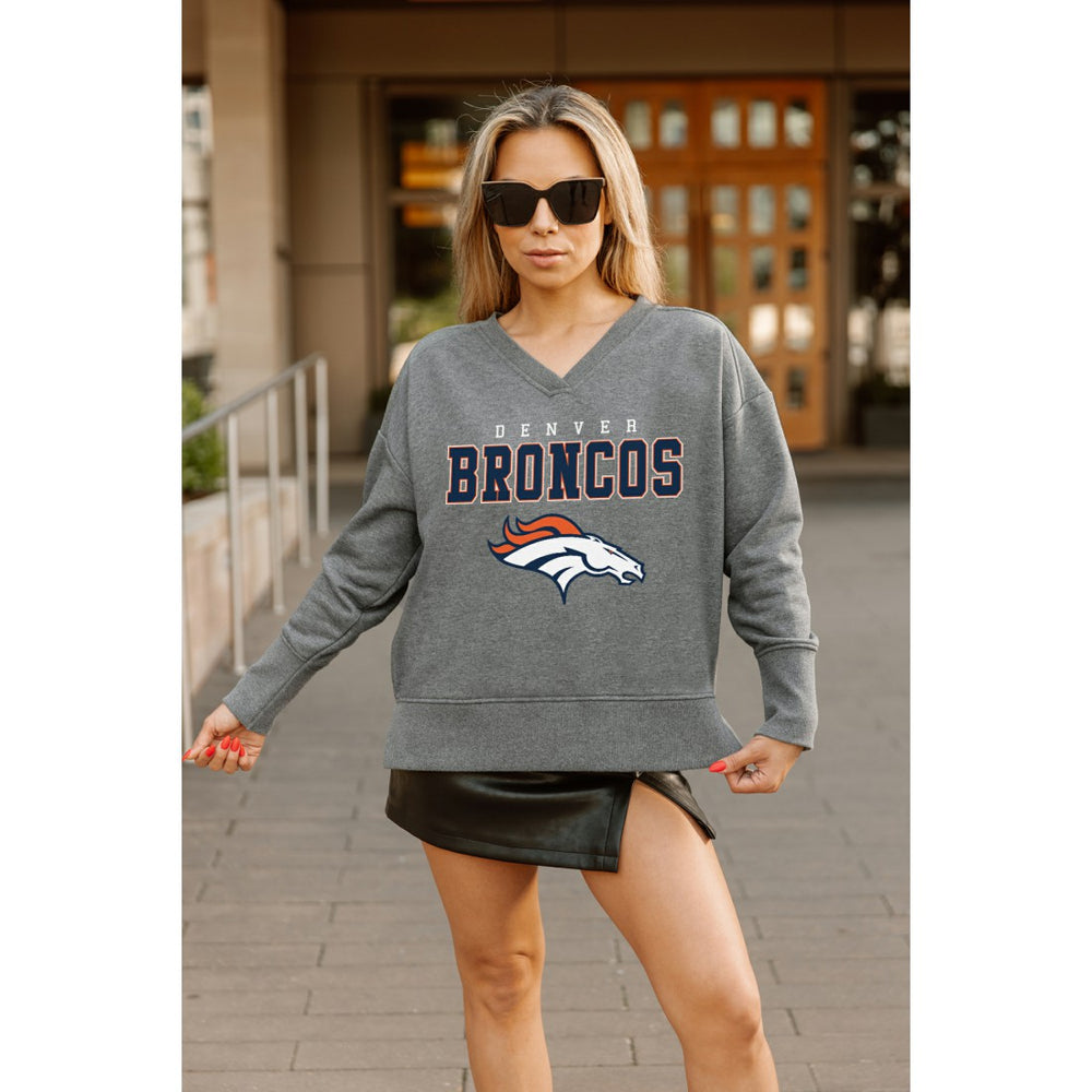 Gameday Couture Women's French Terry V-Neck Pullover Sweatshirt - Denver Broncos Pullover