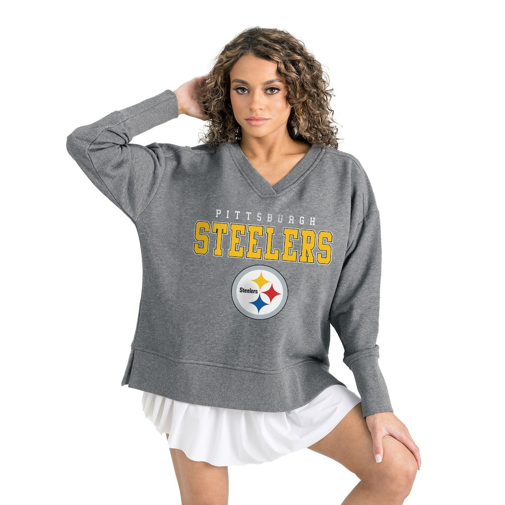 Gameday Couture Women's French Terry V-Neck Pullover Sweatshirt - Pittsburgh Steelers Pullover