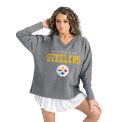 Gameday Couture Women's French Terry V-Neck Pullover Sweatshirt - Pittsburgh Steelers Pullover