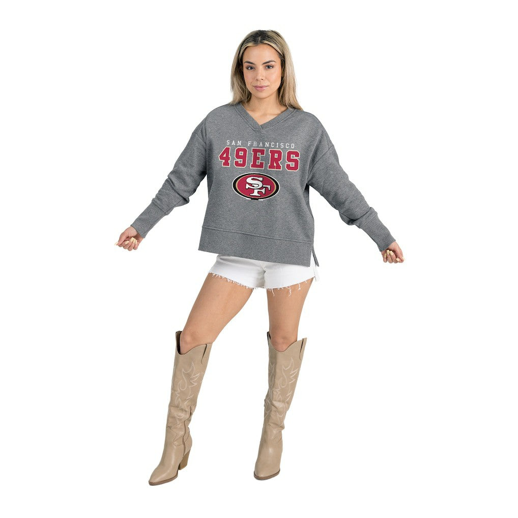 Gameday Couture Women's French Terry V-Neck Pullover Sweatshirt - San Francisco 49ers Pullover
