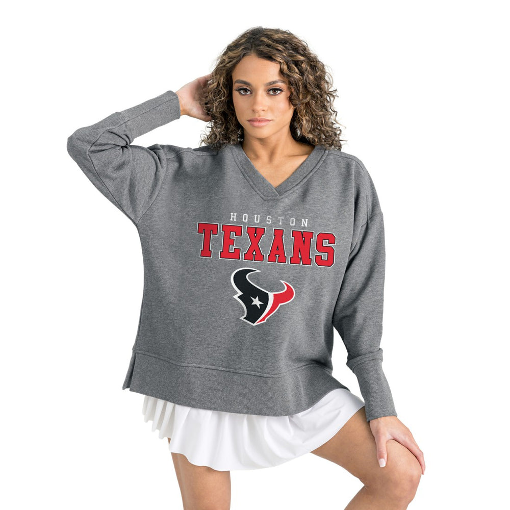 Gameday Couture Women's French Terry V-Neck Pullover Sweatshirt - Houston Texans Pullover