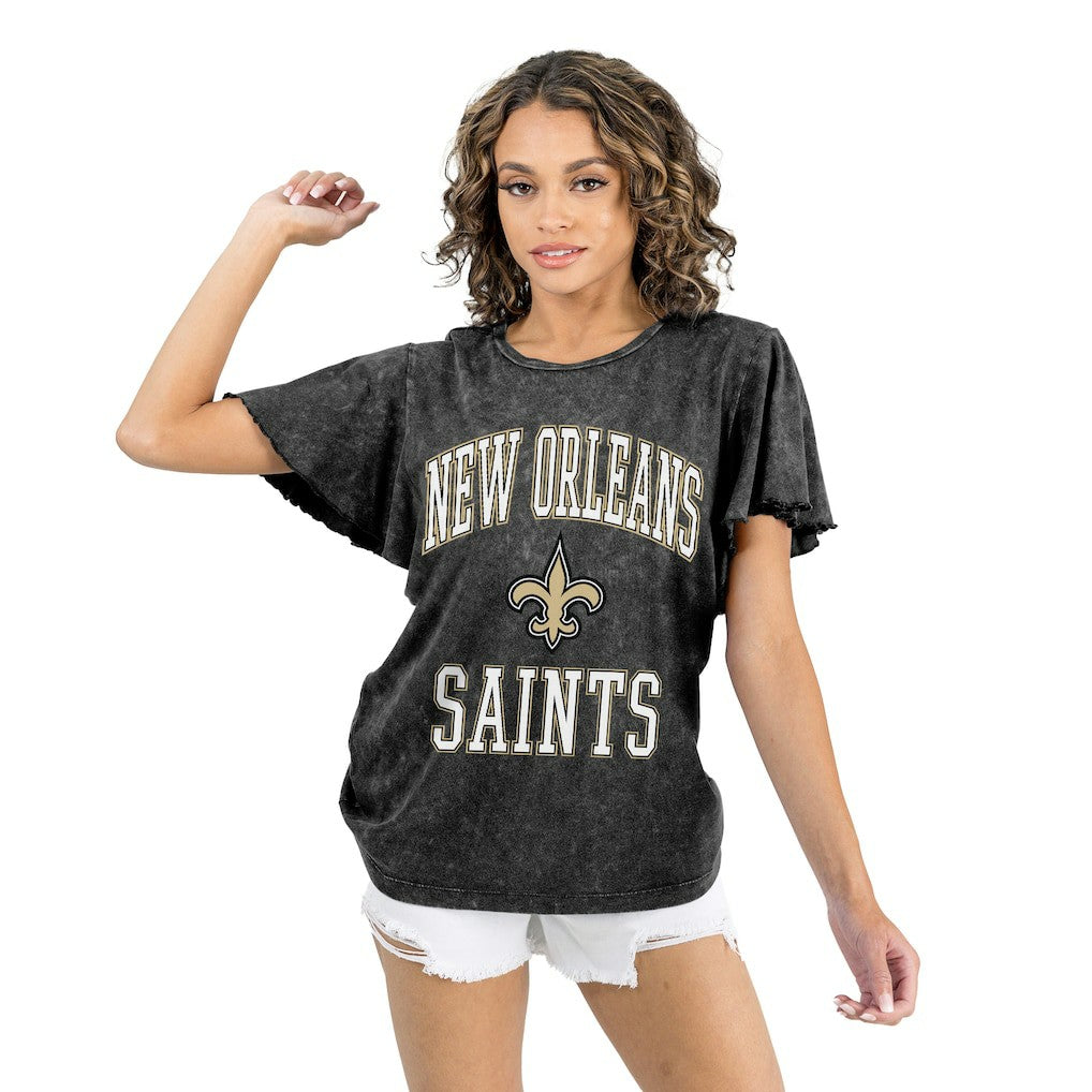 Gameday Couture Women's Relaxed Flutter Sleeve T-Shirt - New Orleans Saints T-shirts