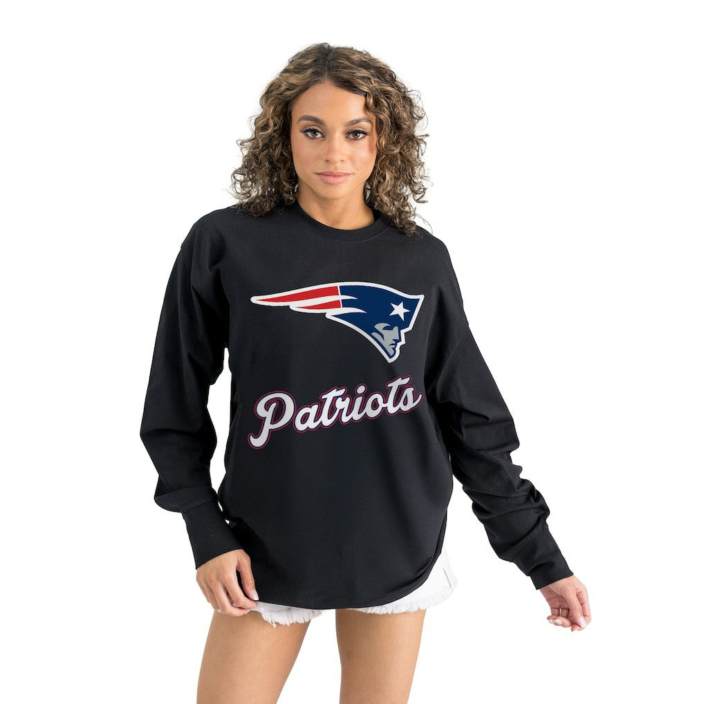 Gameday Couture Women's Oversized Long Sleeve T-Shirt - New England Patriots T-shirts