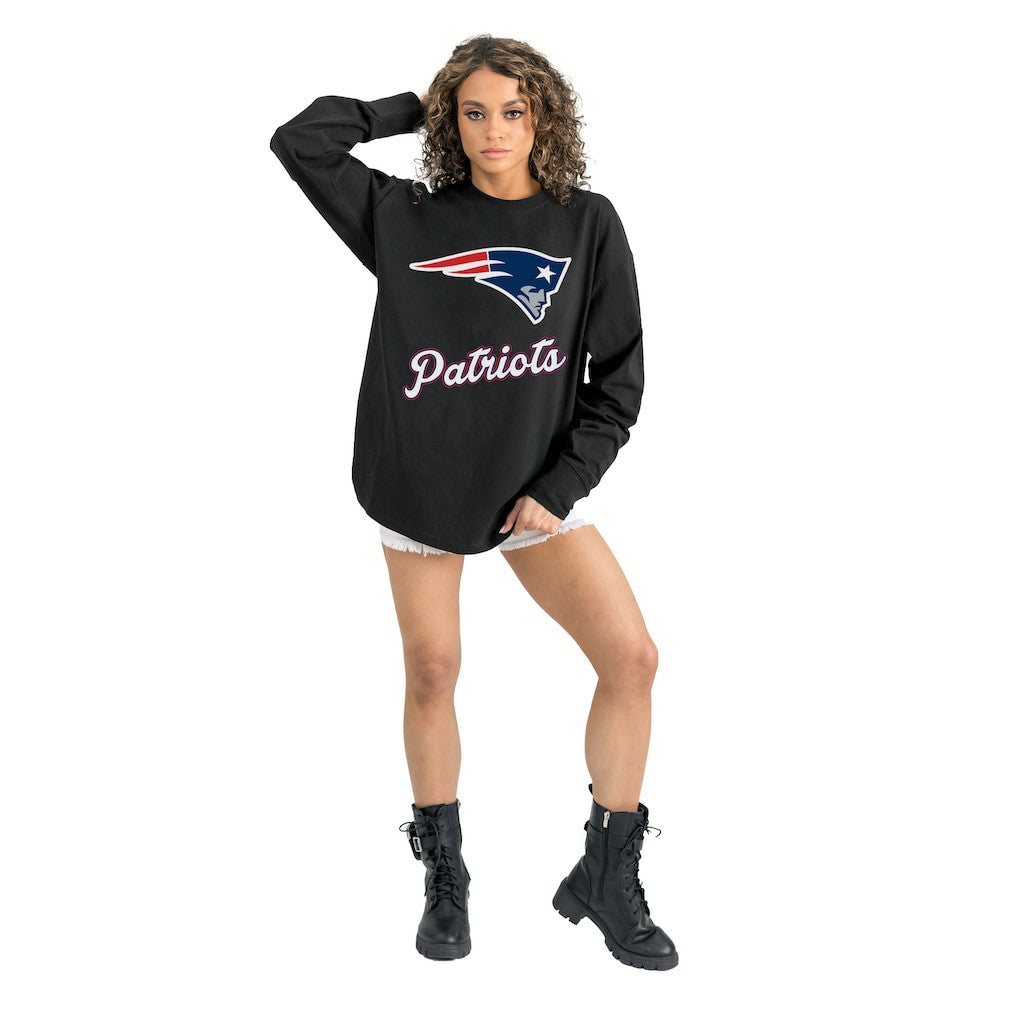Gameday Couture Women's Oversized Long Sleeve T-Shirt - New England Patriots T-shirts