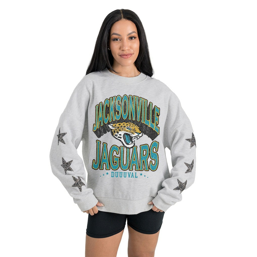 Gameday Couture Women's Resilience Relaxed Rhinestone Pullover Sweatshirt - Jacksonville Jaguars Pullover