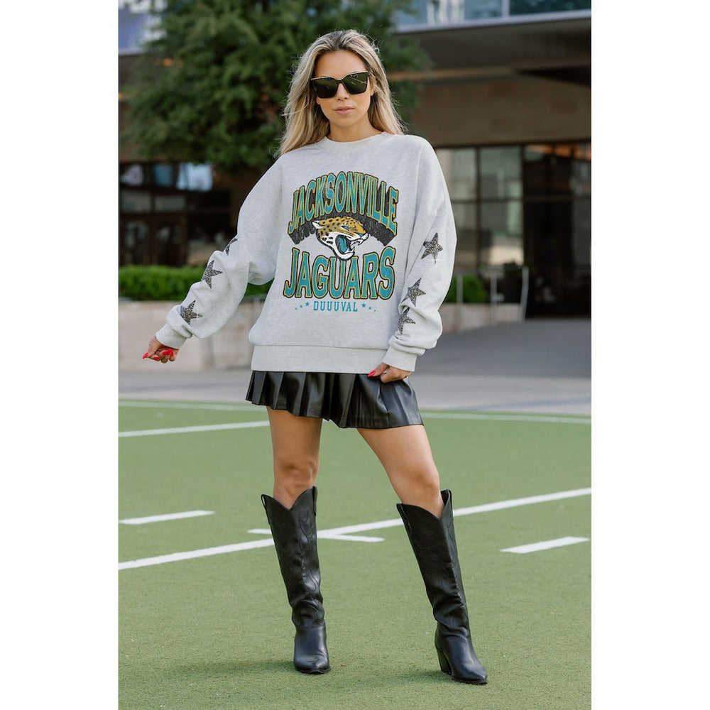Gameday Couture Women's Resilience Relaxed Rhinestone Pullover Sweatshirt - Jacksonville Jaguars Pullover