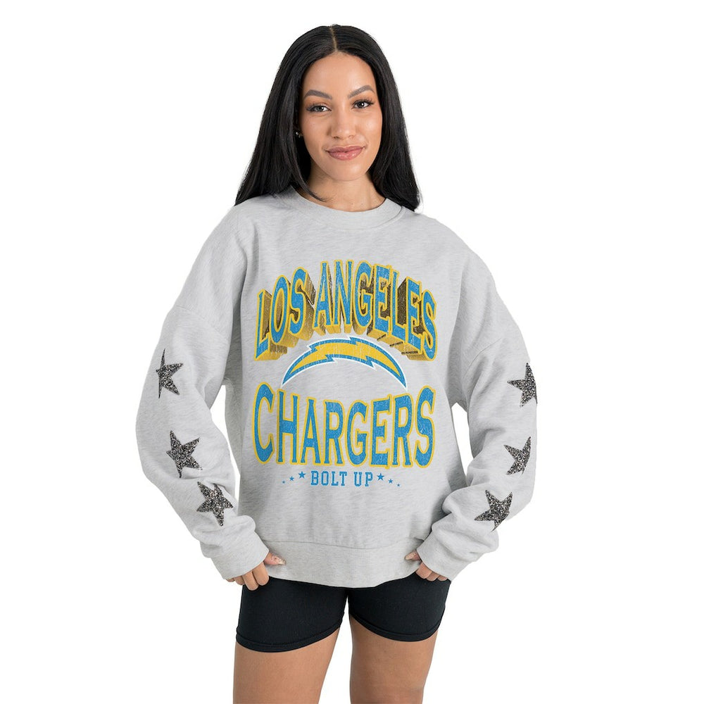 Gameday Couture Women's Resilience Relaxed Rhinestone Pullover Sweatshirt - Los Angeles Chargers Pullover