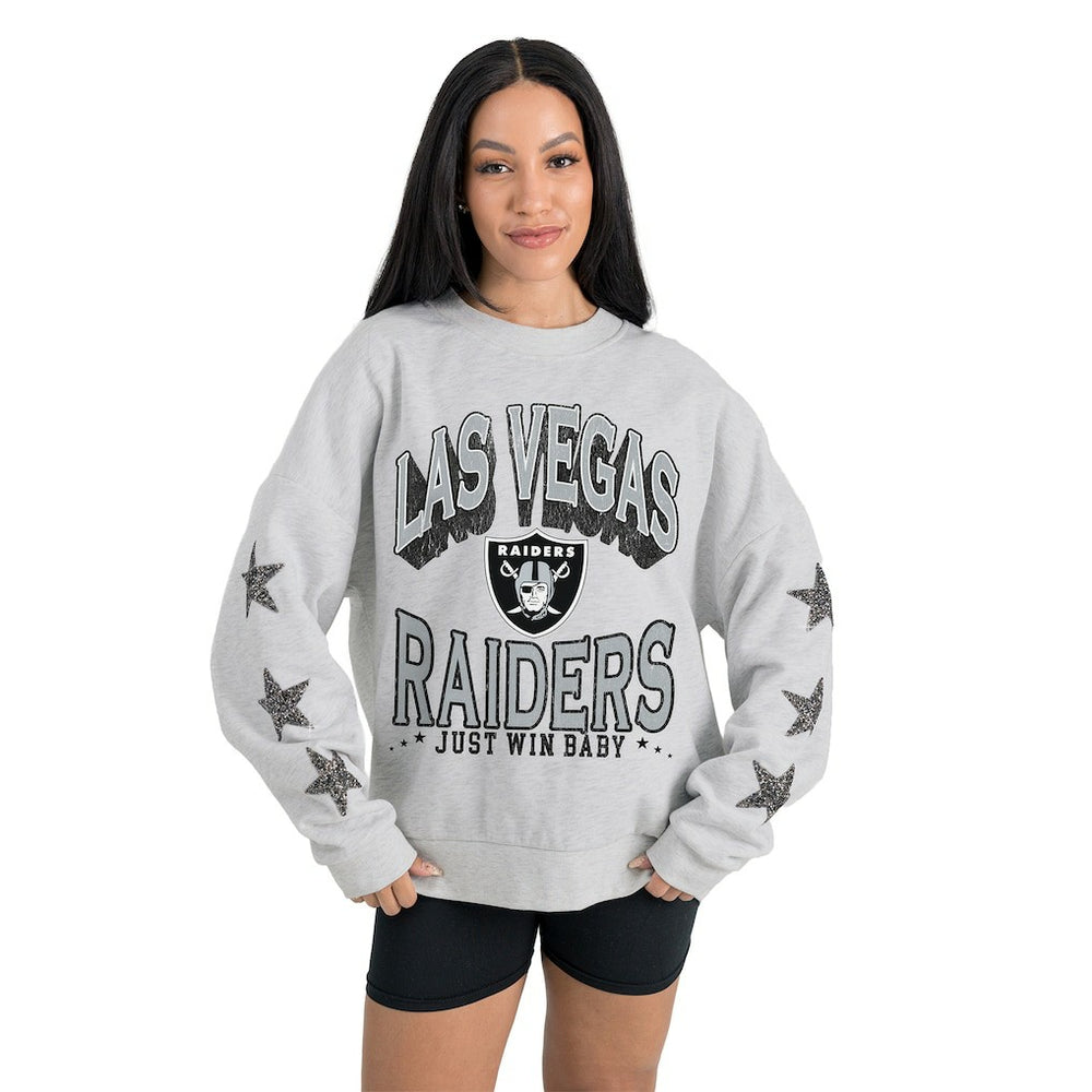 Gameday Couture Women's Resilience Relaxed Rhinestone Pullover Sweatshirt - Las Vegas Raiders Pullover
