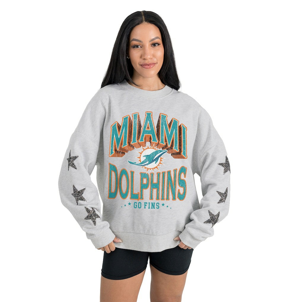 Gameday Couture Women's Resilience Relaxed Rhinestone Pullover Sweatshirt - Miami Dolphins Pullover