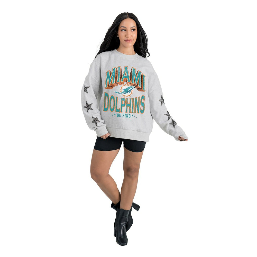 Gameday Couture Women's Resilience Relaxed Rhinestone Pullover Sweatshirt - Miami Dolphins Pullover