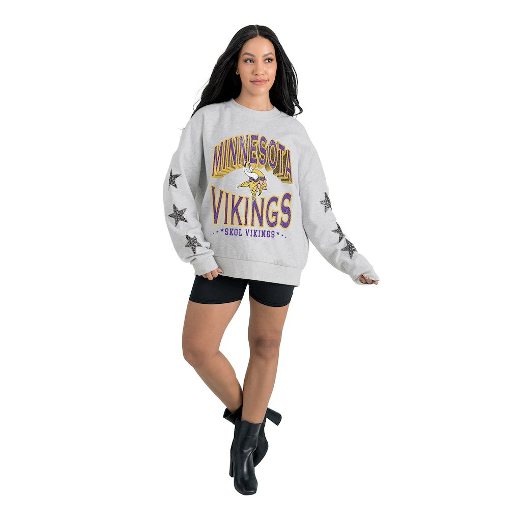 Gameday Couture Women's Resilience Relaxed Rhinestone Pullover Sweatshirt - Minnesota Vikings Pullover