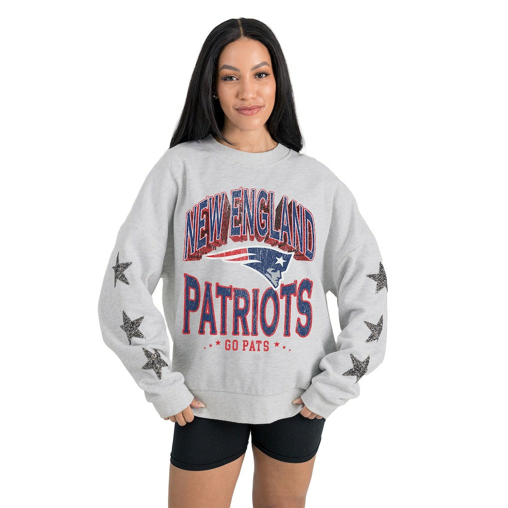 Gameday Couture Women's Resilience Relaxed Rhinestone Pullover Sweatshirt - New England Patriots Pullover