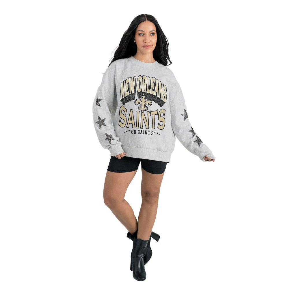 Gameday Couture Women's Resilience Relaxed Rhinestone Pullover Sweatshirt - New Orleans Saints Pullover