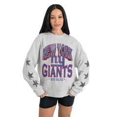 Gameday Couture Women's Resilience Relaxed Rhinestone Pullover Sweatshirt - New York Giants Pullover