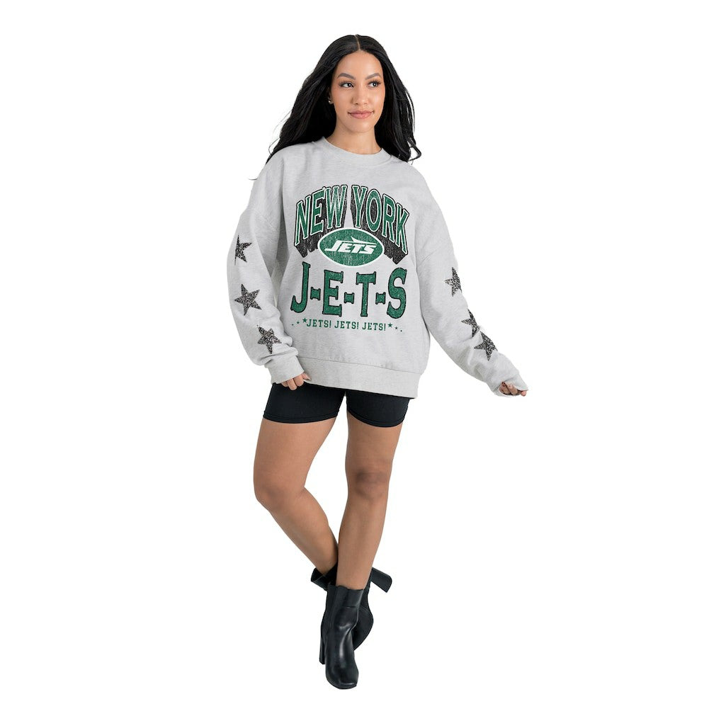 Gameday Couture Women's Resilience Relaxed Rhinestone Pullover Sweatshirt - New York Jets Pullover