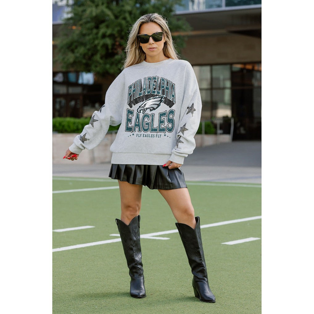 Gameday Couture Women's Resilience Relaxed Rhinestone Pullover Sweatshirt - Philadelphia Eagles Pullover