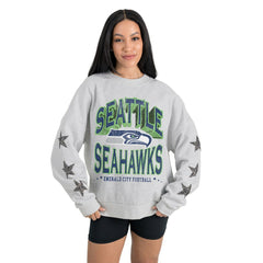 Gameday Couture Women's Resilience Relaxed Rhinestone Pullover Sweatshirt - Seattle Seahawks Pullover