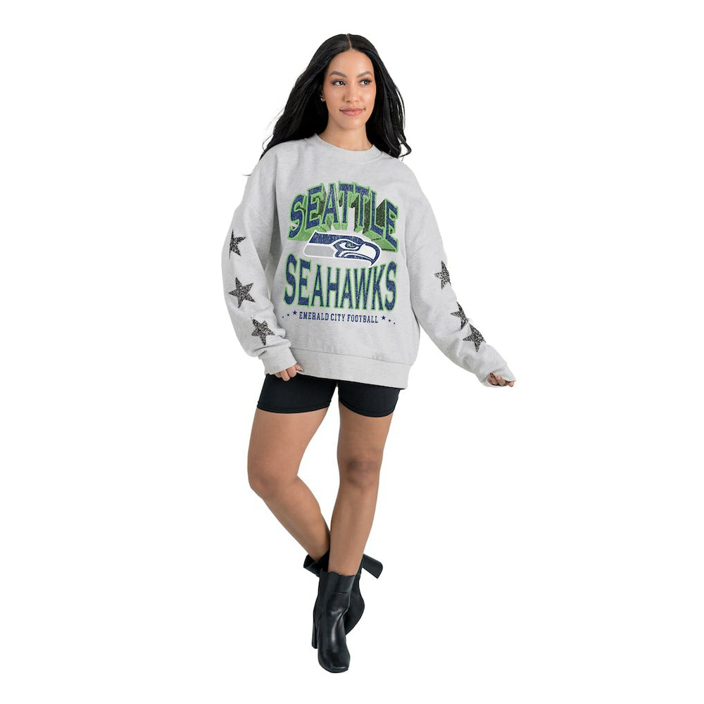 Gameday Couture Women's Resilience Relaxed Rhinestone Pullover Sweatshirt - Seattle Seahawks Pullover