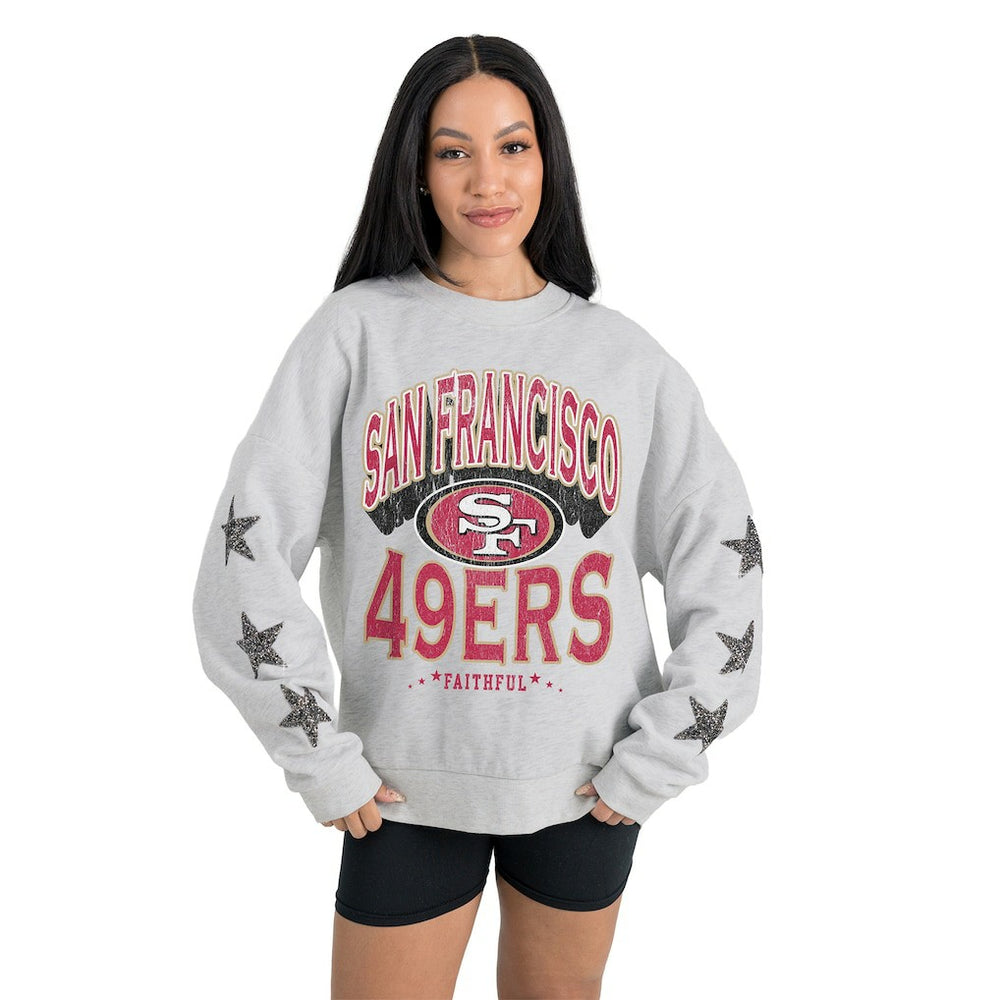 Gameday Couture Women's Resilience Relaxed Rhinestone Pullover Sweatshirt - San Francisco 49ers Pullover