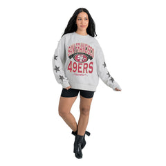 Gameday Couture Women's Resilience Relaxed Rhinestone Pullover Sweatshirt - San Francisco 49ers Pullover