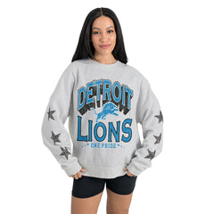 Gameday Couture Women's Resilience Relaxed Rhinestone Pullover Sweatshirt - Detroit Lions Pullover