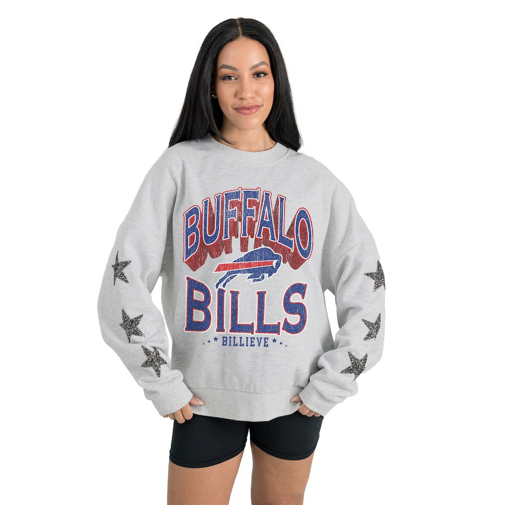 Gameday Couture Women's Resilience Relaxed Rhinestone Pullover Sweatshirt - Buffalo Bills Pullover