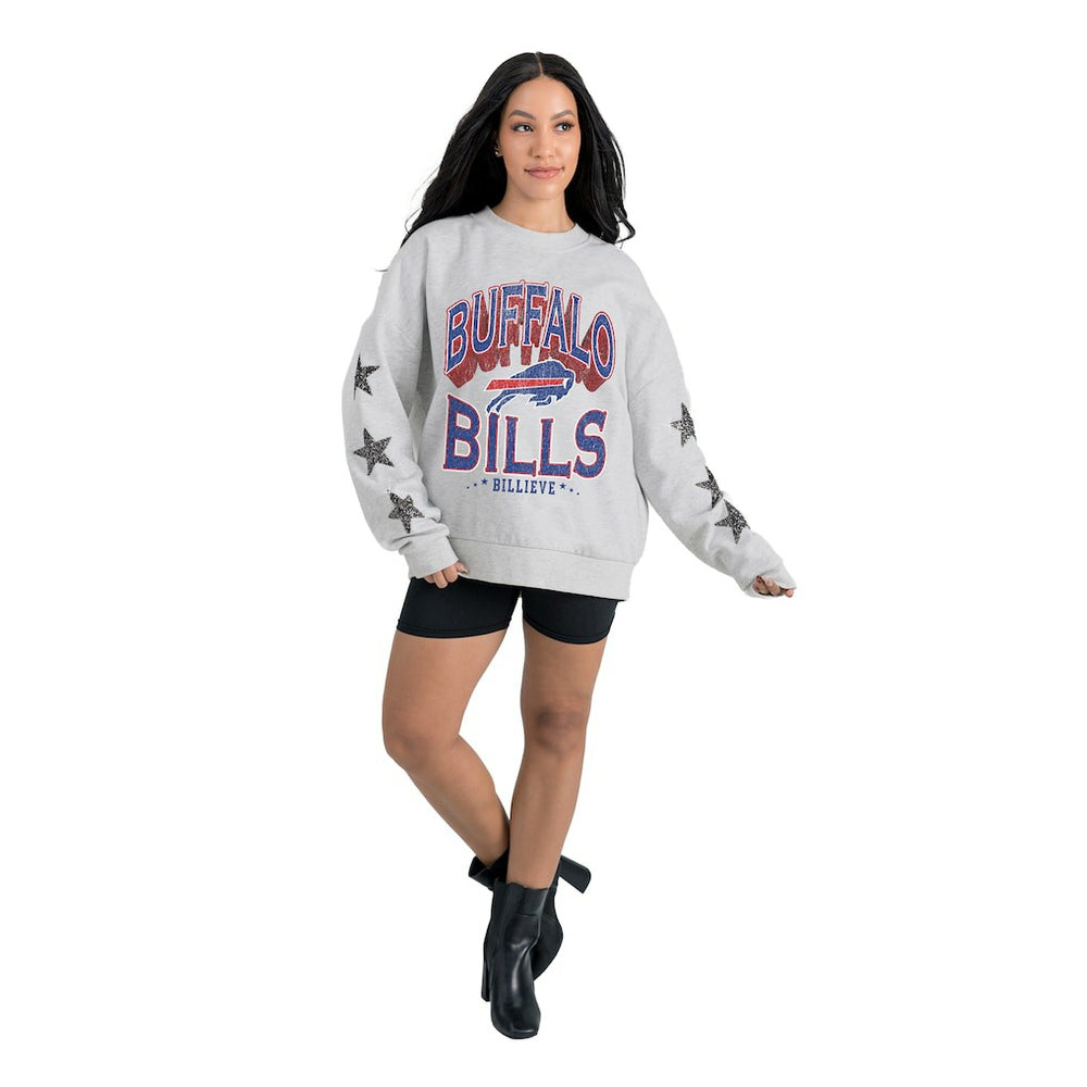 Gameday Couture Women's Resilience Relaxed Rhinestone Pullover Sweatshirt - Buffalo Bills Pullover