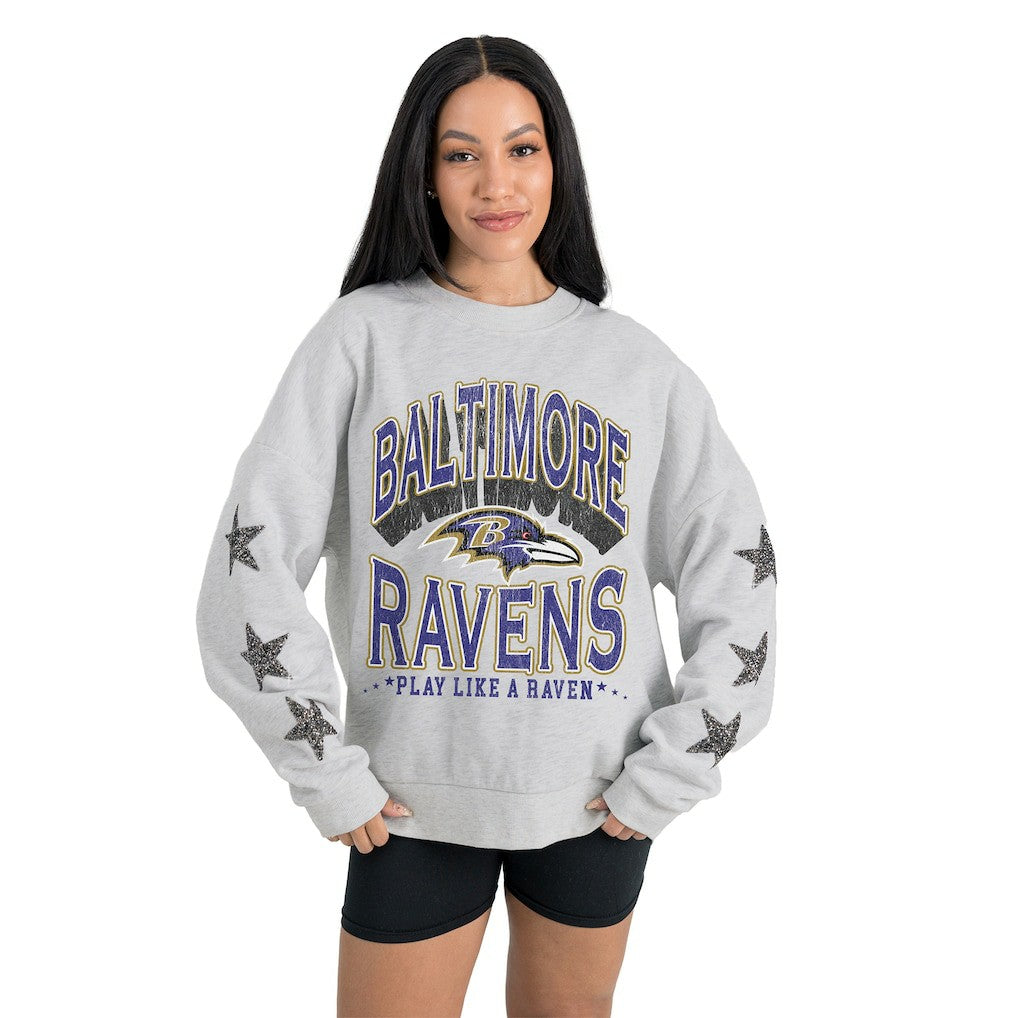 Gameday Couture Women's Resilience Relaxed Rhinestone Pullover Sweatshirt - Baltimore Ravens Pullover