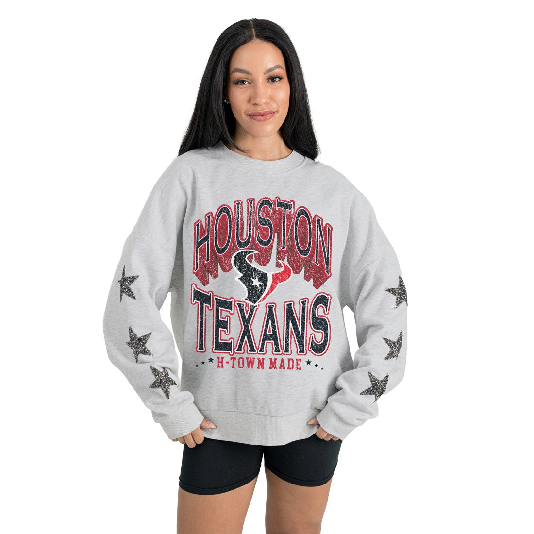Gameday Couture Women's Resilience Relaxed Rhinestone Pullover Sweatshirt - Houston Texans Pullover