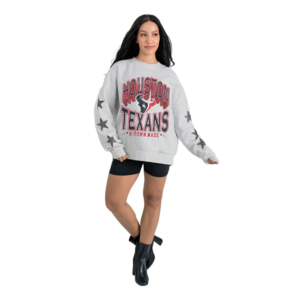 Gameday Couture Women's Resilience Relaxed Rhinestone Pullover Sweatshirt - Houston Texans Pullover