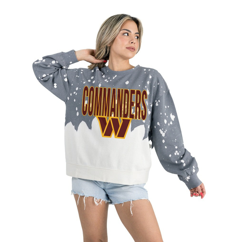 Gameday Couture Women's Oversized Faded Wash Tri-Blend Pullover Sweatshirt - Washington Commanders Pullover