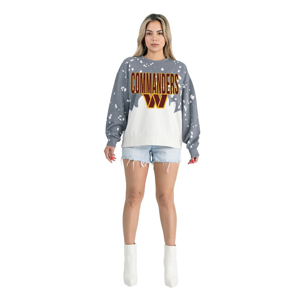 Gameday Couture Women's Oversized Faded Wash Tri-Blend Pullover Sweatshirt - Washington Commanders Pullover
