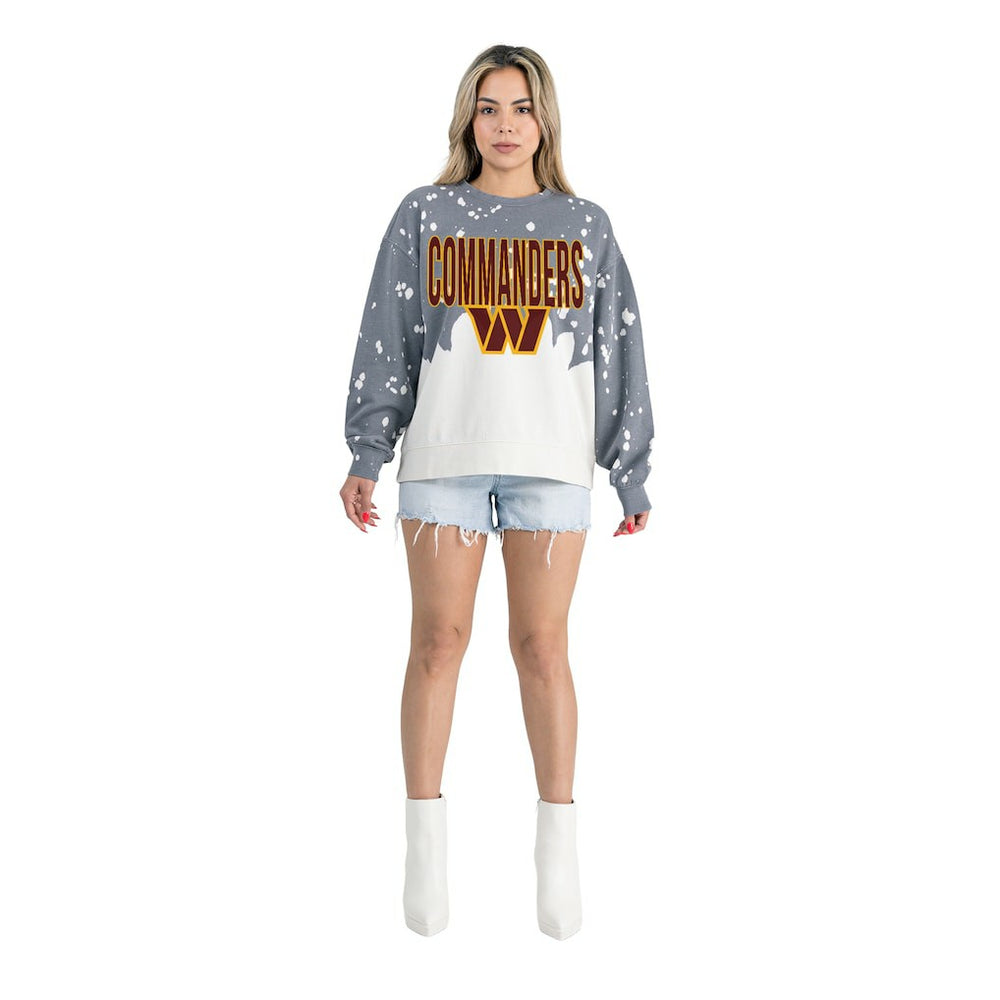 Gameday Couture Women's Oversized Faded Wash Tri-Blend Pullover Sweatshirt - Washington Commanders Pullover