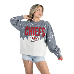 Gameday Couture Women's Oversized Faded Wash Tri-Blend Pullover Sweatshirt - Kansas City Chiefs Pullover