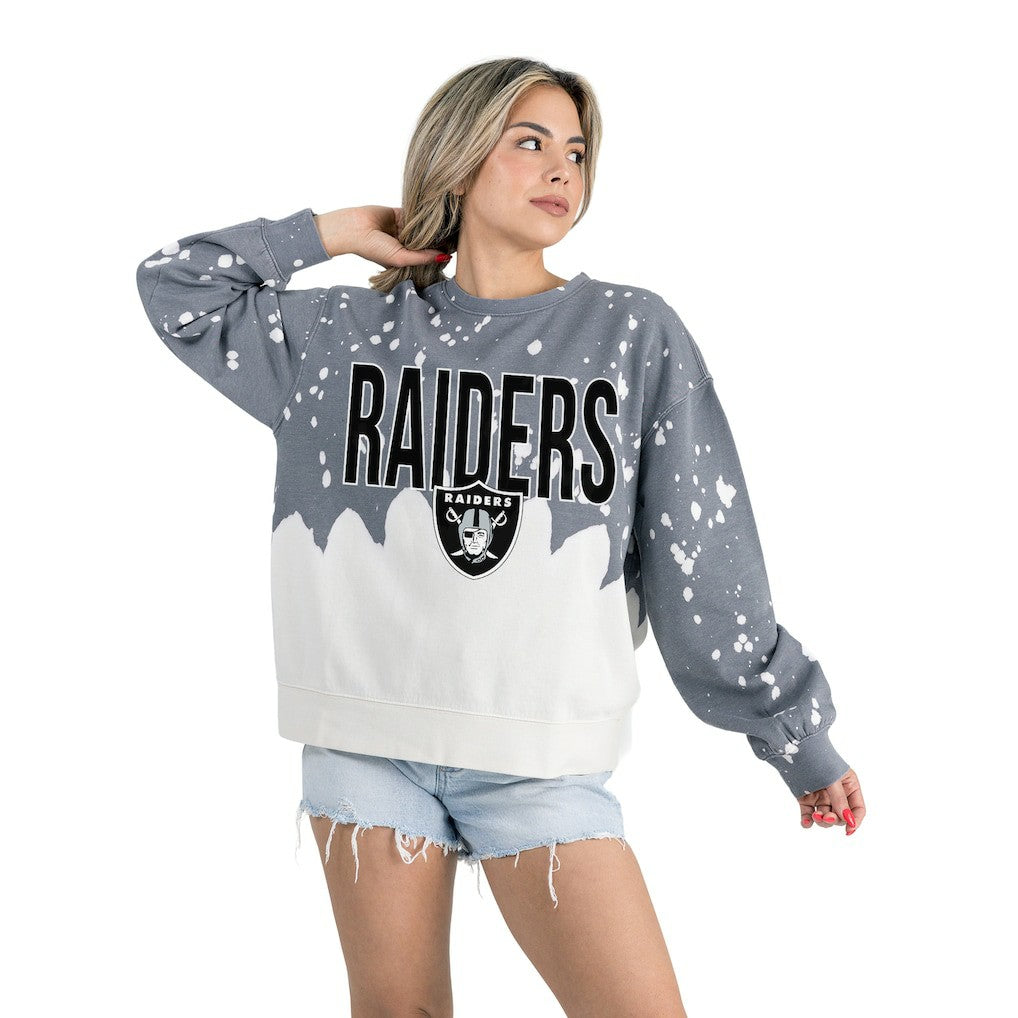 Gameday Couture Women's Oversized Faded Wash Tri-Blend Pullover Sweatshirt - Las Vegas Raiders Pullover