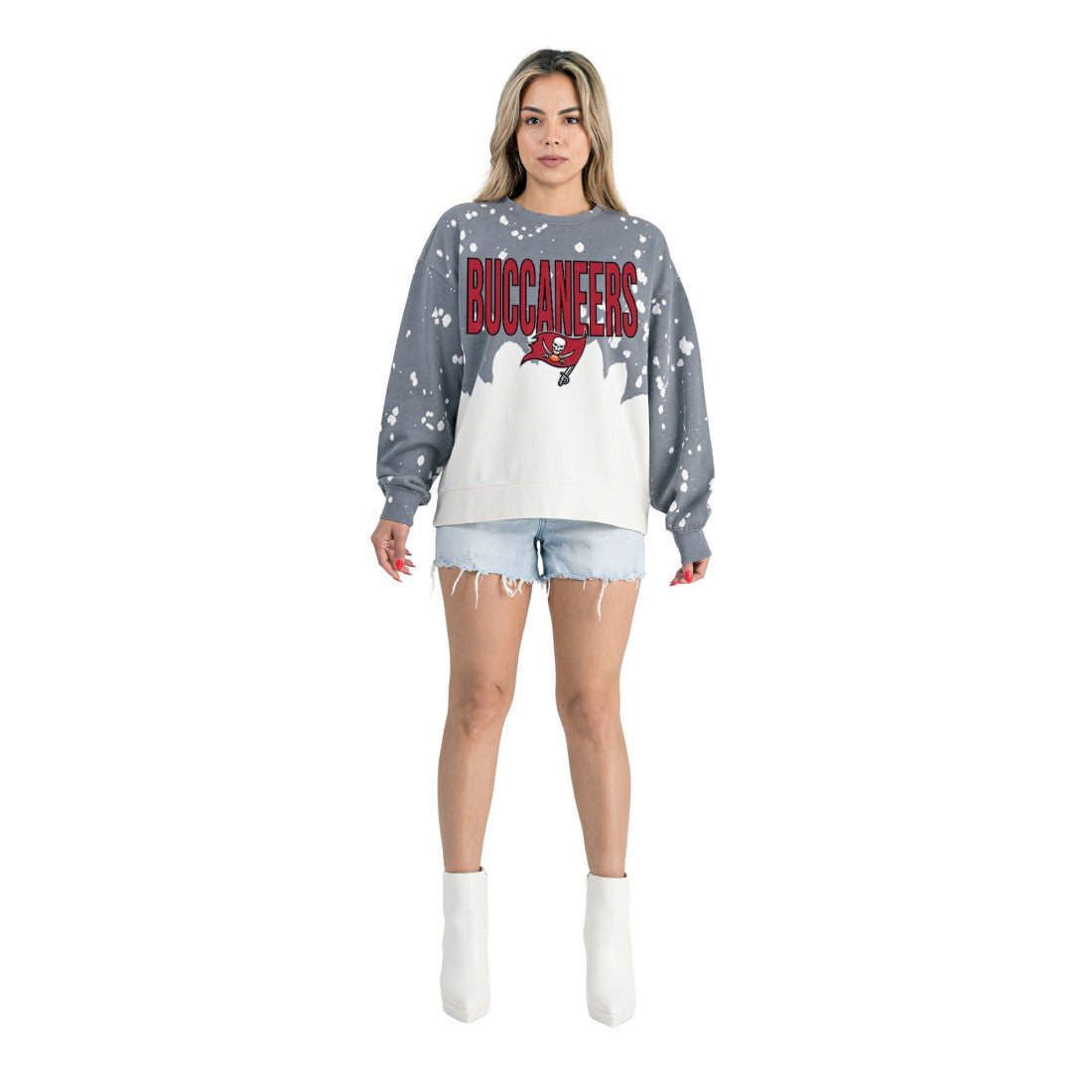 Gameday Couture Women's Oversized Faded Wash Tri-Blend Pullover Sweatshirt - Tampa Bay Buccaneers Pullover