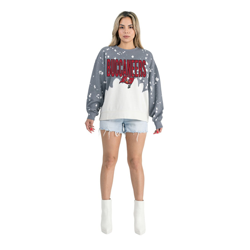 Gameday Couture Women's Oversized Faded Wash Tri-Blend Pullover Sweatshirt - Tampa Bay Buccaneers Pullover