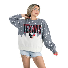 Gameday Couture Women's Oversized Faded Wash Tri-Blend Pullover Sweatshirt - Houston Texans Pullover