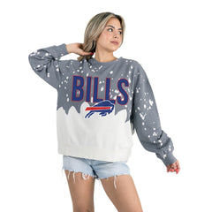 Gameday Couture Women's Oversized Faded Wash Tri-Blend Pullover Sweatshirt - Buffalo Bills Pullover